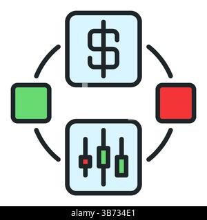 Online Trading USDT-Vektorkonzept minimales farbiges Symbol oder Symbol Stock Vektor