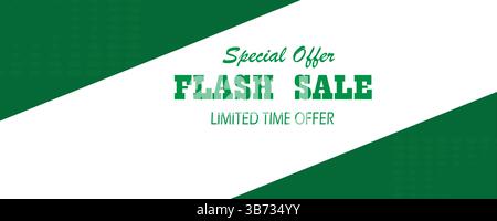 Sonderangebot. Flash Sale Mega-Angebot in grünem Design. Zeitlich begrenztes Angebot. Das beste Bannerdesign für soziale Medien und Unternehmen. EPS-Datei. Stock Vektor