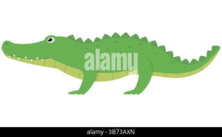 Eine verspielte, farbenfrohe Karikatur-Krokodil-Figur, ideal für die Interaktion mit Medien und Lerninhalten für Kinder Stock Vektor