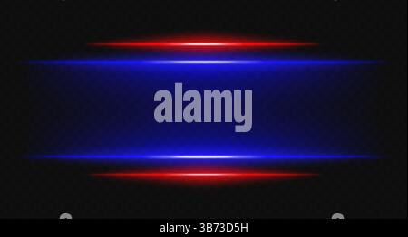 Rot und blau leuchtende horizontale Linien mit weichem Farbverlauf. Futuristischer Lichteffekt, ideal für digitale Ränder, UI-Rahmen und Sci-fi-HUD-Grafiken. Stock Vektor