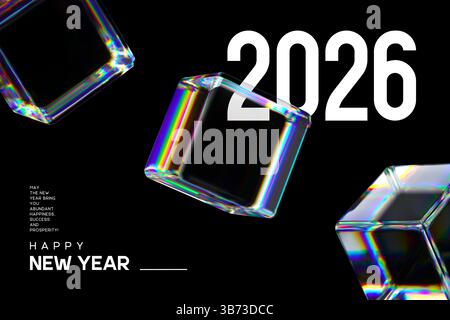 Abstraktes schwarzes Neujahrskonzept 2026 Stock Vektor