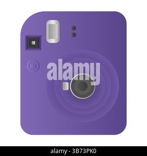 Violetter Instant Camera Device Vektor. Kamera für Sofortfotos. Sofortkamera auf weißem Hintergrund. Stock Vektor