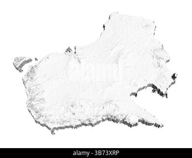 Eine weiße Karte von Australien. Die Karte ist sehr detailliert und zeigt das Gelände des Landes. 3D Stock Vektor