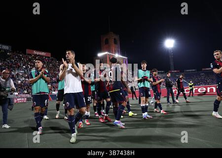 Letzte Freude (Bologna) beim Spiel der italienischen Serie A zwischen Bologna 1-1 Juventus im Renato Dall’Ara Stadion am 4. Mai 2025 in Bologna, Italien. Stockfoto