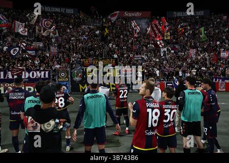 Letzte Freude (Bologna) beim Spiel der italienischen Serie A zwischen Bologna 1-1 Juventus im Renato Dall’Ara Stadion am 4. Mai 2025 in Bologna, Italien. Stockfoto