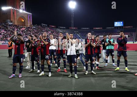 Letzte Freude (Bologna) beim Spiel der italienischen Serie A zwischen Bologna 1-1 Juventus im Renato Dall’Ara Stadion am 4. Mai 2025 in Bologna, Italien. Stockfoto