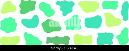 Sammlung abstrakter Pastellblobs und organischer Formen in Blau- und Türkistönen, perfekt für modernes Design, Hintergründe und kreative Projekte. Stock Vektor