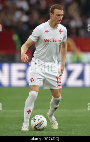 Rom, Italien 04.05.2025: Pietro Comuzzo von Fiorentina während der italienischen Fußballmeisterschaft Serie A Enilive 2024-2025 ALS Roma gegen ACF Fiorentina A Stockfoto
