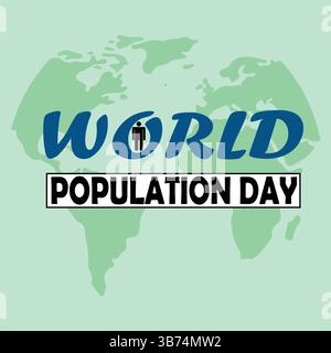 Kreatives Konzept zum Weltbevölkerungstag mit Weltkarte, perfekt für Banner, Poster und soziale Medien. Vektorabbildung. Stock Vektor