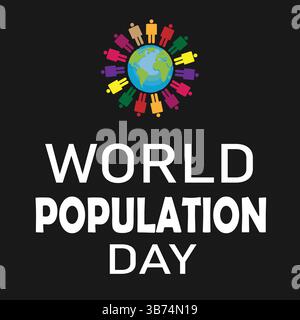 Kreatives Konzept zum Weltbevölkerungstag mit Weltkarte und Design für Bevölkerungswachstum für Banner, Poster oder Post in sozialen Medien. EPS-Datei. Stock Vektor