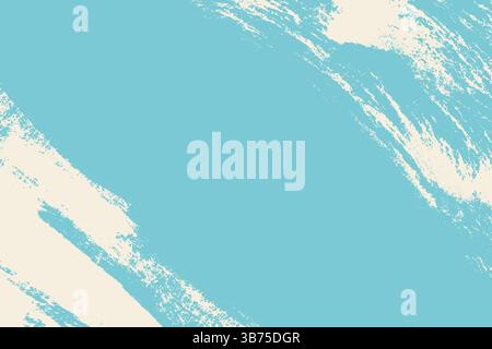 Weiße diagonale Grunge-Pinselstriche, Eckdesign auf blauem Hintergrund. Abstrakter blauer Grunge-Rahmen im Retro-Stil mit diagonaler, körniger Pinselstrichstruktur Stock Vektor