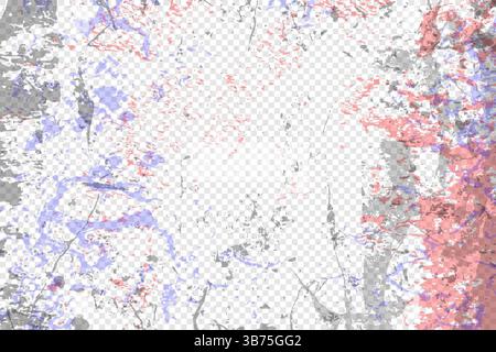 Vektorabbildung. Abstrakte, künstlerische Grunge-Texturschichten mit dezenten Details. Mischung aus roten, blauen und grauen Tintenspritzern Stock Vektor