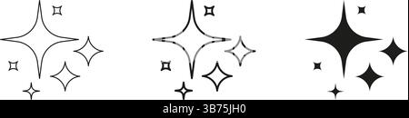Sterne Und Sparkles Symbolzeile Und Ausgefüllte Symbolgruppe. Sammlung Von Symbolen Für Leuchtende Dekorative Elemente. Abbildung Des Isolierten Vektors Stock Vektor