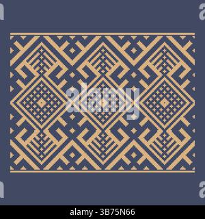 Ukrainisches Randmuster-Element. Schablone für Blockdruck oder Tätowierung. Einrichtung mit geometrischem Blumenmuster. Stock Vektor