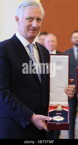 Prag, Tschechische Republik. Mai 2025. König Philippe - Filip von Belgien, Bild bei einem Treffen mit dem Präsidenten der Tschechischen Republik in Prag. König Philippe von Belgien besucht das Land am 5. Mai 2025 und 6. Mai 2025 offiziell. BELGA FOTO BENOIT DOPPAGNE Credit: Belga News Agency/Alamy Live News Stockfoto