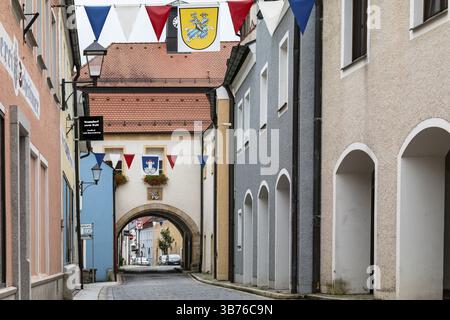 Neunburg vorm Wald, Hauptstraße in der 1000 Jahre alten Stadt, Bezirk Schwandorf, Oberpfalz, Bayern Stockfoto