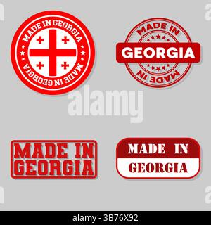 Set mit vier Briefmarken mit Flagge aus Georgia Stock Vektor