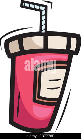 Limonade-Becher mit Strohcartoon. Vektorabbildung Stock Vektor