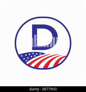 Letter D USA Agriculture Logo Design. Vektorvorlage Für Landwirtschaftssymbole Stock Vektor