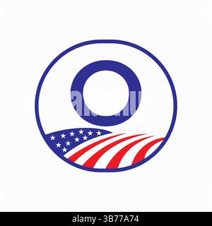 Letter O USA Agriculture Logo Design. Vektorvorlage Für Landwirtschaftssymbole Stock Vektor
