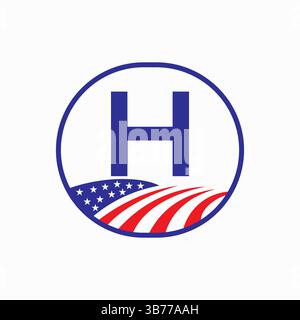 Letter H USA Agriculture Logo Design. Vektorvorlage Für Landwirtschaftssymbole Stock Vektor