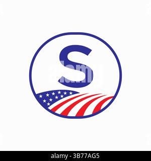 Letter S USA Agriculture Logo Design. Vektorvorlage Für Landwirtschaftssymbole Stock Vektor