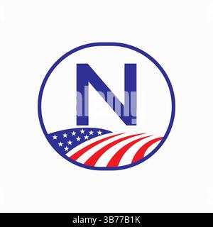Letter N USA Agriculture Logo Design. Vektorvorlage Für Landwirtschaftssymbole Stock Vektor