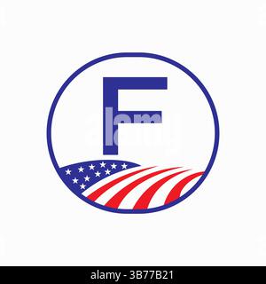 Letter F USA Agriculture Logo Design. Vektorvorlage Für Landwirtschaftssymbole Stock Vektor