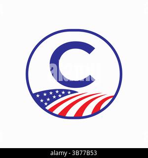Letter C USA Agriculture Logo Design. Vektorvorlage Für Landwirtschaftssymbole Stock Vektor