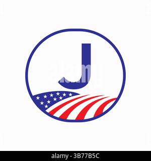 Letter J USA Agriculture Logo Design. Vektorvorlage Für Landwirtschaftssymbole Stock Vektor