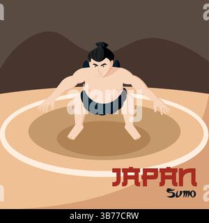 Sumo-Jäger in Position. Vektorabbildung Stock Vektor