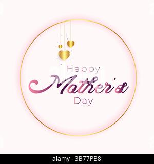 Happy Mother's Day Vektor-Grußkarten Set mit schönen Blumen und Herzen. Eine einzeilige Rose auf rosa Hintergrund Stock Vektor