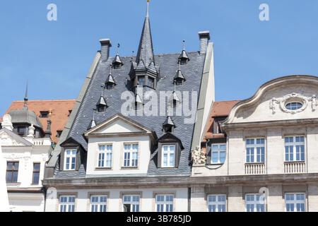 Historische Architektur am Rathausplatz in Leipzig Stockfoto