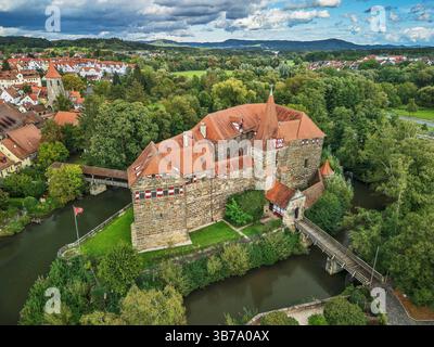 Blick auf Wenzelschloss und Lauf an der Pegnitz, Lauf an der Pegnitz, Franken, Bayern, Deutschland Stockfoto