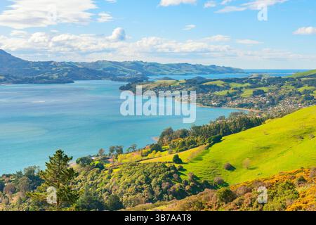 Blick auf die Halbinsel Otago, Region Otago, Dunedine, Otago, Südinsel, Neuseeland Stockfoto