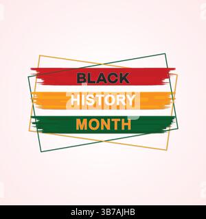 Schwarzes Banner für den Monat der Geschichte mit Pinselstrichen in panafrikanischen Farben Stock Vektor