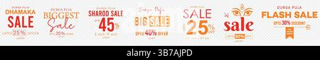 Durga Puja diverse Sale and Discount Tags Kollektion Stock Vektor