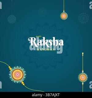Happy Raksha Bandhan festliches Bannerdesign mit dekorativen Rakhi-Elementen Stock Vektor