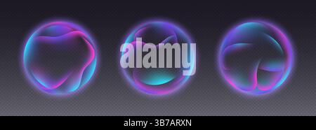 Abstrakte leuchtende Kugeln mit leuchtenden Neonfarben. Glatte fließende Verläufe Stock Vektor