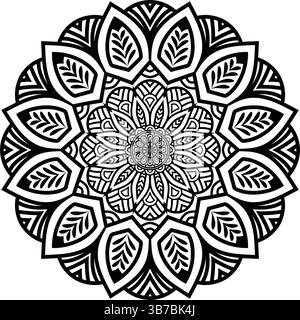 Schöne florale Muster Mandala Kunst isoliert auf einem weißen Hintergrund, Dekorationselement für Meditationsposter, Yoga, Banner, Henna, Einladung, Abdeckung Stock Vektor