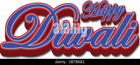3D-Schriftartensymbol von Happy Diwali, einfach bearbeitbares Symbol für Ihr Design, Vektorgrafik-Illustration Stock Vektor