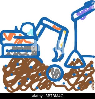 Grabungsrohr vom Boden Symbol Kritzelillustration Stock Vektor
