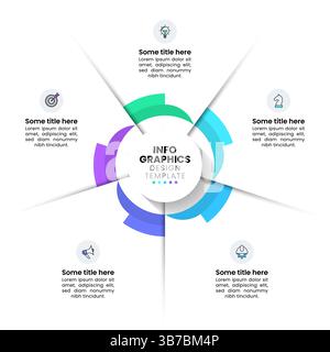 Infografik-Vorlage mit Symbolen und 5 Optionen oder Schritten. Zahnrad. Kann für Workflow-Layout, Diagramm, Banner, webdesign verwendet werden. Vektorgrafik Stock Vektor