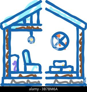 Selektive Innenraumabbruchsymbole Kritzelillustration Stock Vektor