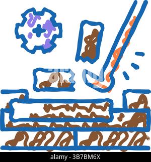 Holzfußboden demontieren Symbol Kritzelillustration Stock Vektor