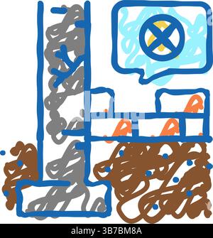 Illustration für schwere Fundamente unter der Gradstufe Stock Vektor