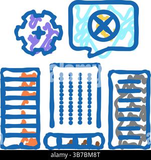 Selektive Außenabbruchsymbole Kritzelillustration Stock Vektor