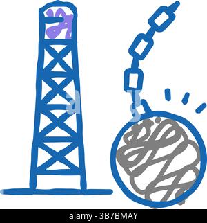 tower Demolitions Icon Kritzelillustration Stock Vektor