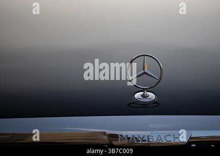 Paris, Frankreich. Mai 2025. Illustration - die Mercedes Maybach Limousine im Elysee Präsidentenpalast in Paris, Frankreich am 5. Mai 2025.Foto: Eliot Blondet/ABACAPRESS.COM Credit: Abaca Press/Alamy Live News Stockfoto