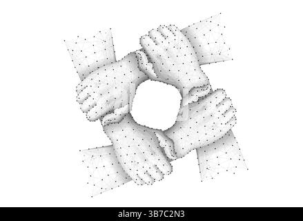 Team Hands Konzept. Gemeinsam Netzwerk, Unity Support, Community Connect. Stock Vektor